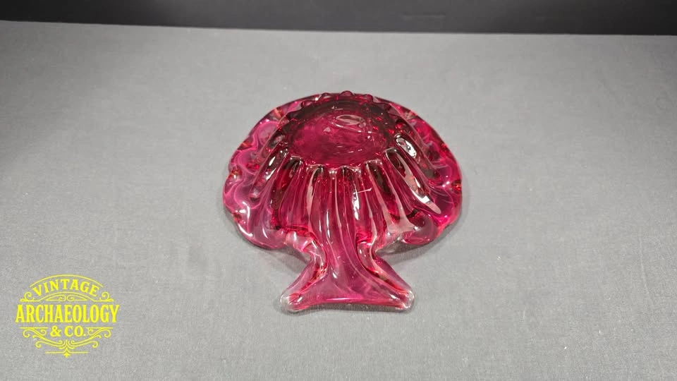 CRANBERRY GLASS BOWL WITH RUFFLED EDGES - photo 4