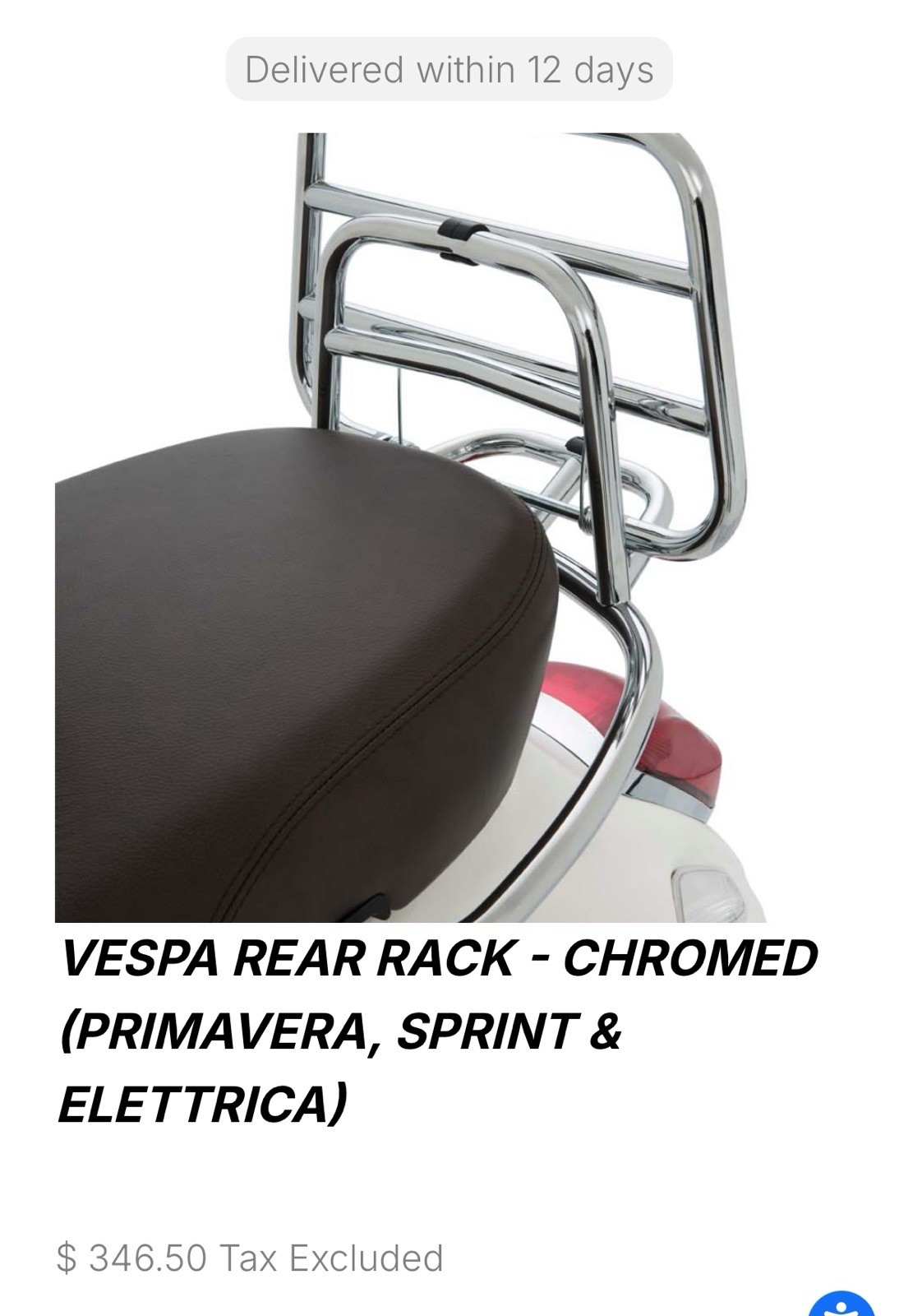 Vespa Primavera Rear Luggage Rack - Chrome
