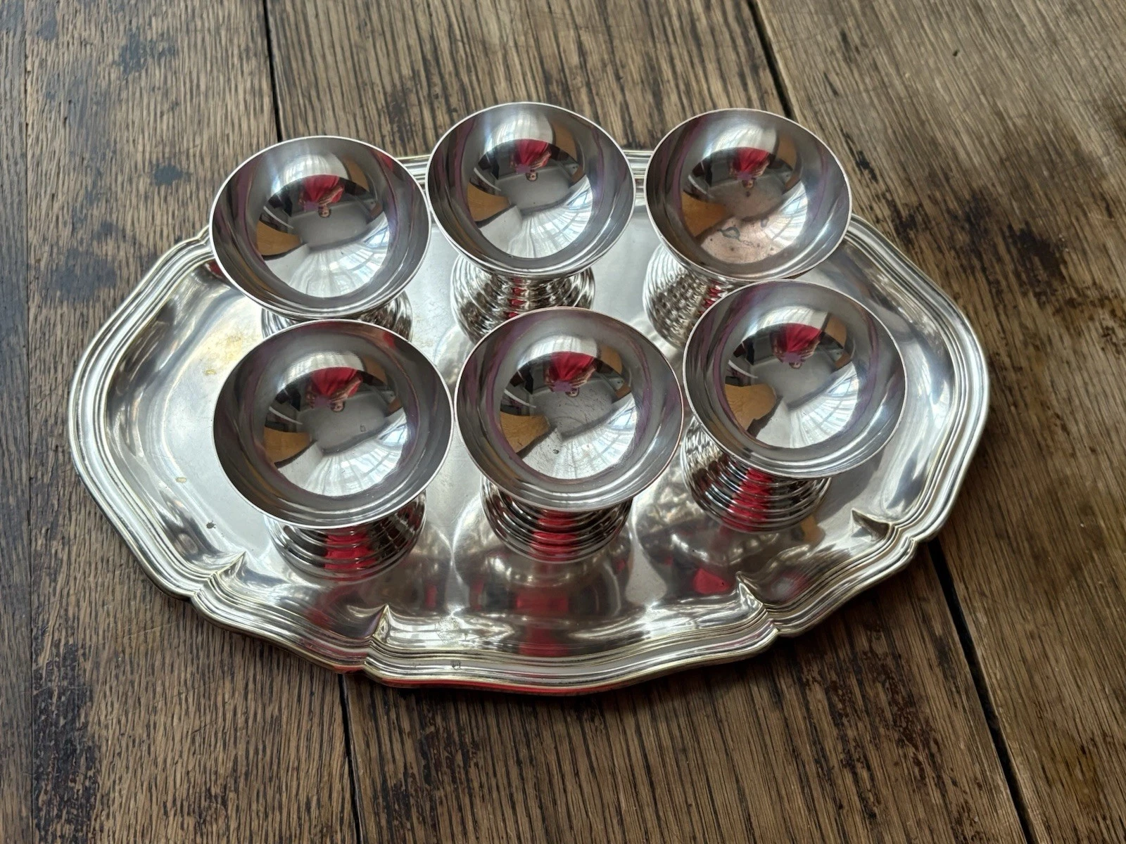 RARE VINTAGE SIGG switzerland Cups Silver plated & TRAY - photo 3