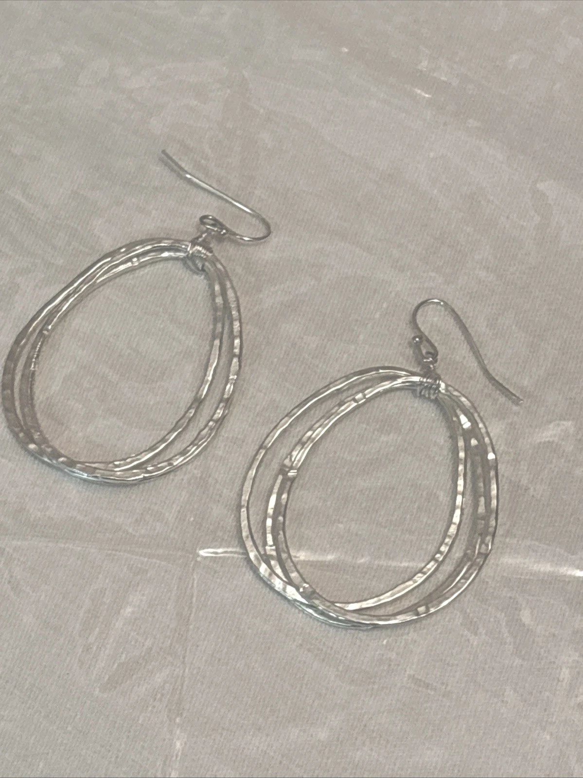 Oval Tear Drop Hoops Pierced Earrings. 3 Hoops (3” Inches) - photo 2