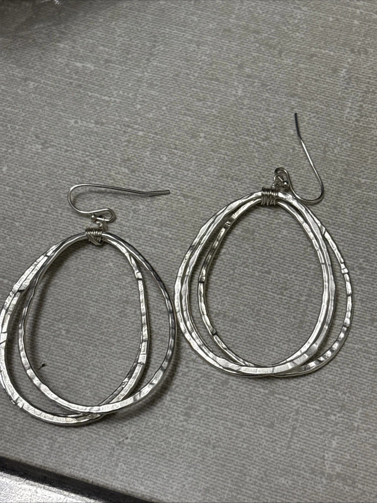 Oval Tear Drop Hoops Pierced Earrings. 3 Hoops (3” Inches) - photo 3