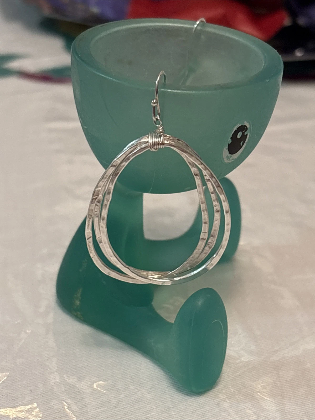 Oval Tear Drop Hoops Pierced Earrings. 3 Hoops (3” Inches) - photo 5