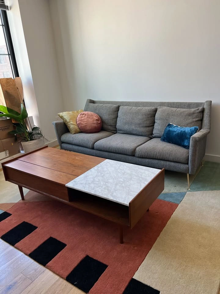 West Elm Mid-Century Marble & Walnut Pop-Up Coffee Table - photo 3