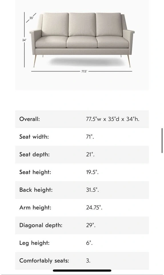 West Elm Mid-Century Modern 78" Couch - photo 5