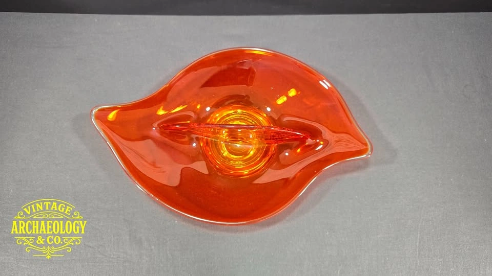 ORANGE GLASS DIVIDED DISH BY VIKING GLASS - photo 2
