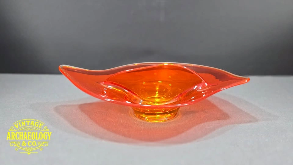 ORANGE GLASS DIVIDED DISH BY VIKING GLASS - photo 3