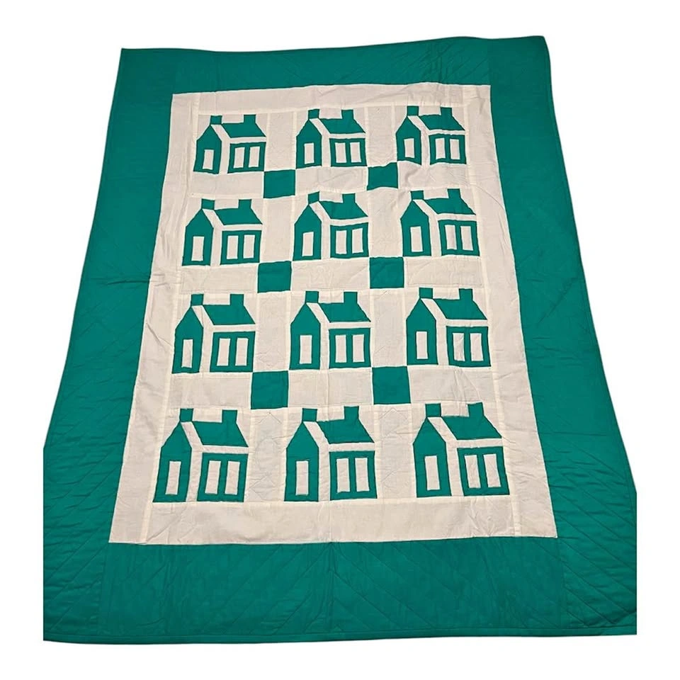 Teal Green White House Quilt