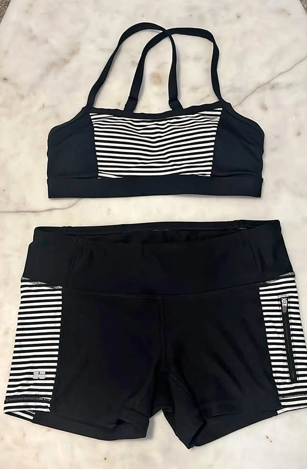 Beach House Sport Black White Striped Bikini