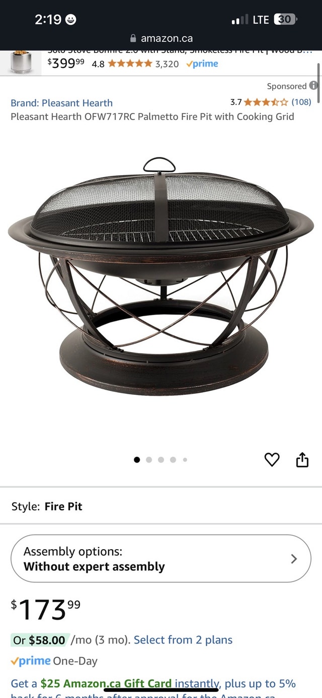 Pleasant Hearth Palmetto Fire Pit w/ Cooking Grid - photo 5