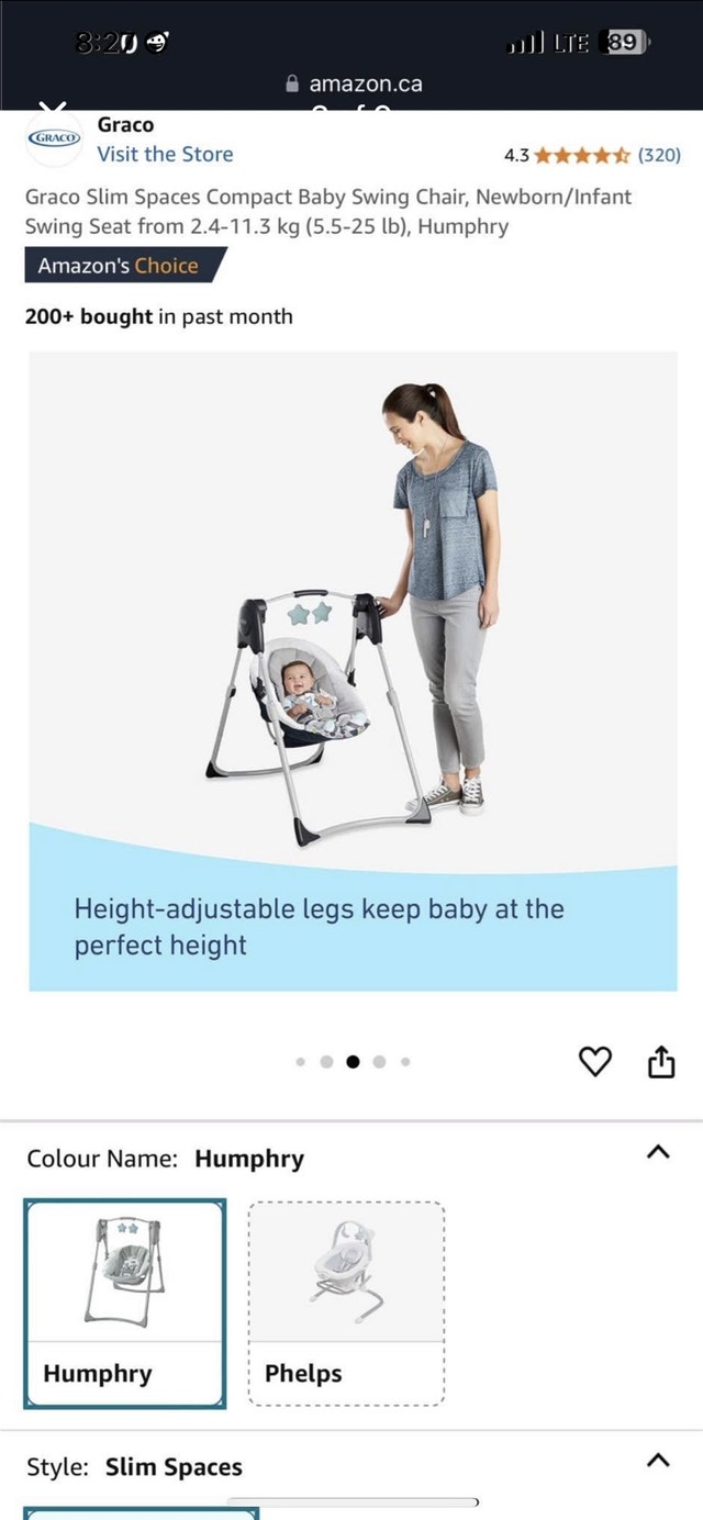 Graco Slim Spaces Compact Portable Baby Swing - Brand New - photo 4