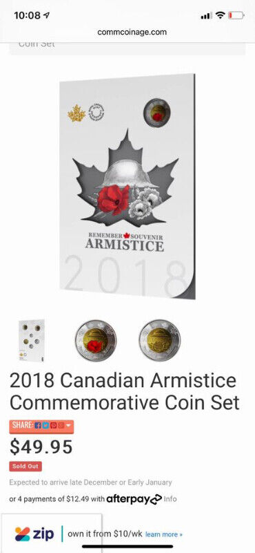 2018 Royal Canadian Mint Armistice Memorial Coil Set