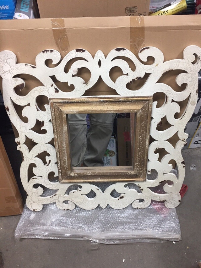 Large Rustic Antique Look Framed Mirror 30x31"