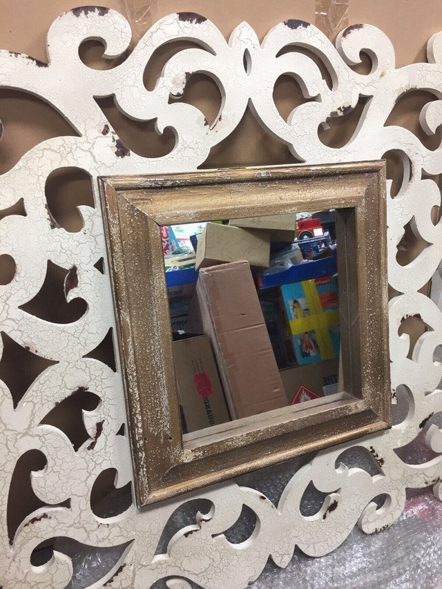 Large Rustic Antique Look Framed Mirror 30x31" - photo 2
