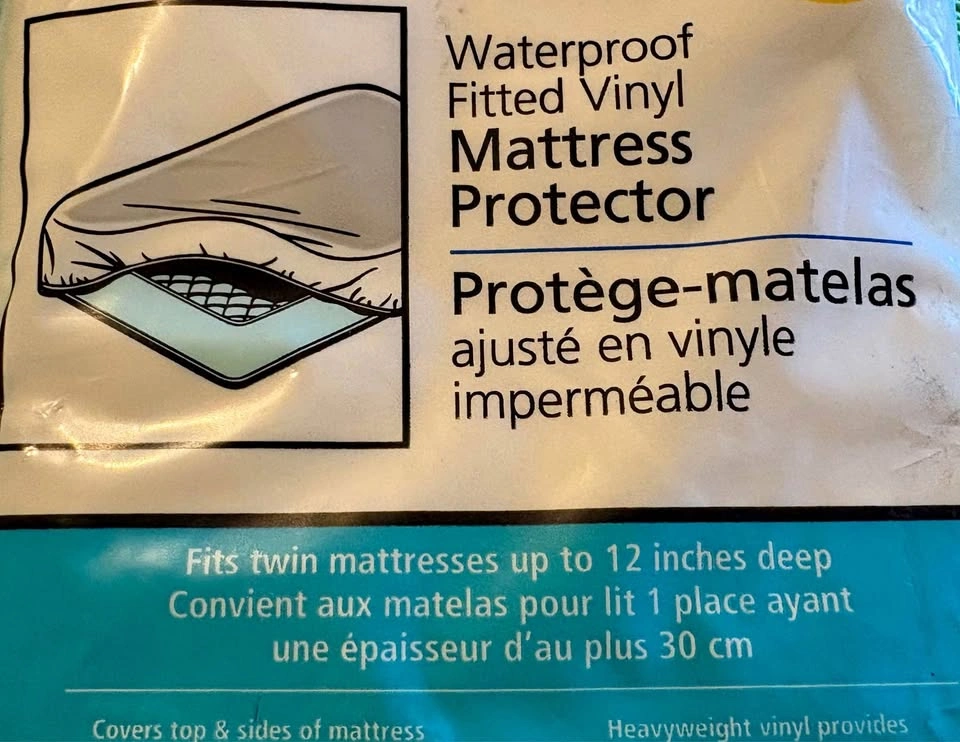 Twin Fitted Vinyl Mattress Protector New