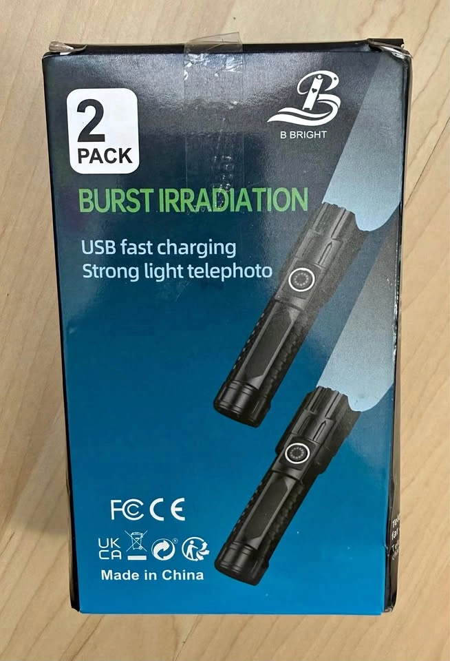 BRAND NEW 2-Pack B Bright USB Rechargeable Flashlights