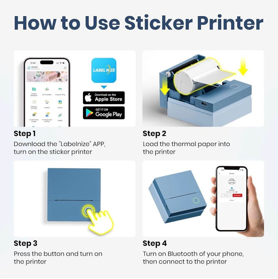 BRAND NEW Portable Mini Printer PM290C – Bluetooth Photo & Label - photo 5