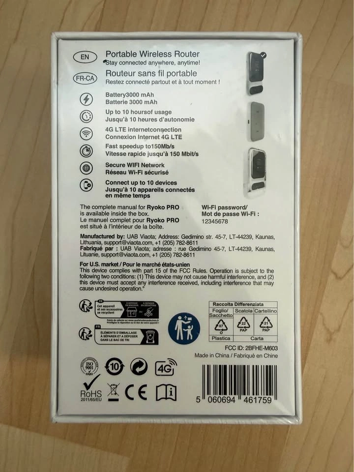 BRAND NEW Ryoko Portable 4G LTE WiFi Router – Stay Connected Any - photo 2
