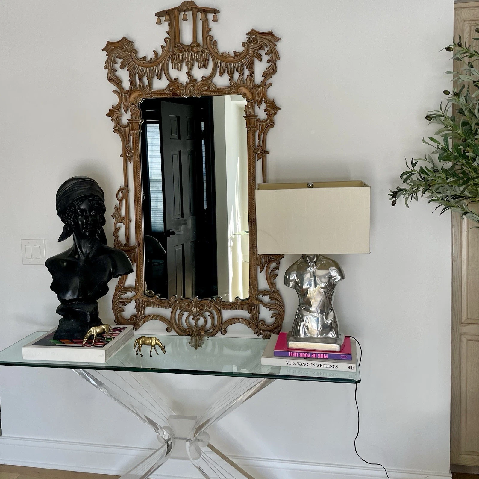 Vintage La Barge Italian Hand Carved Wood Wall Mirror - photo 4