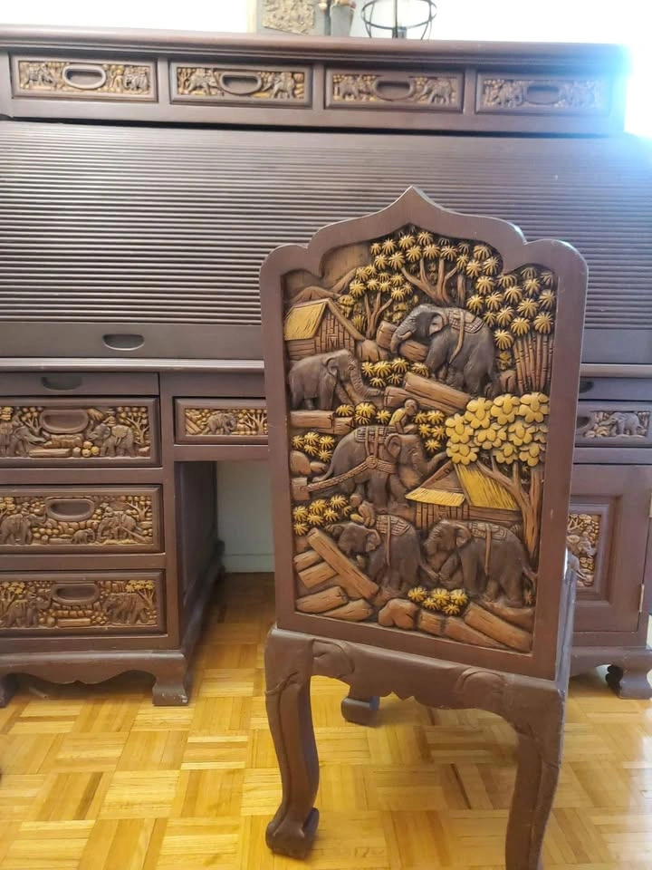 Hand Carved Teak Desk - photo 4