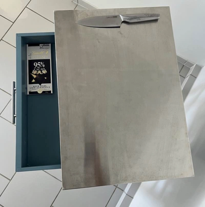Linon Blue Kitchen Cart with Stainless Steel Top - photo 3