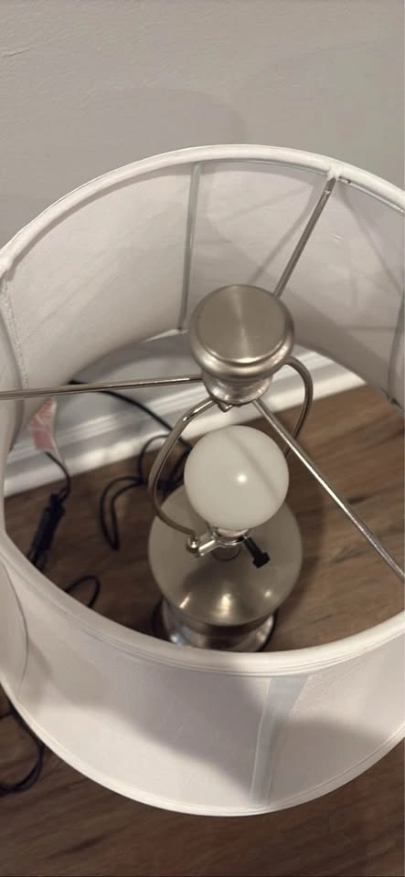 Pair of Brushed Nickel Table Lamps - photo 2