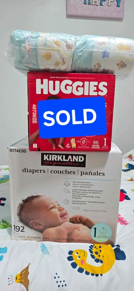 BABY DIAPERS (SIZE 1 & 2)