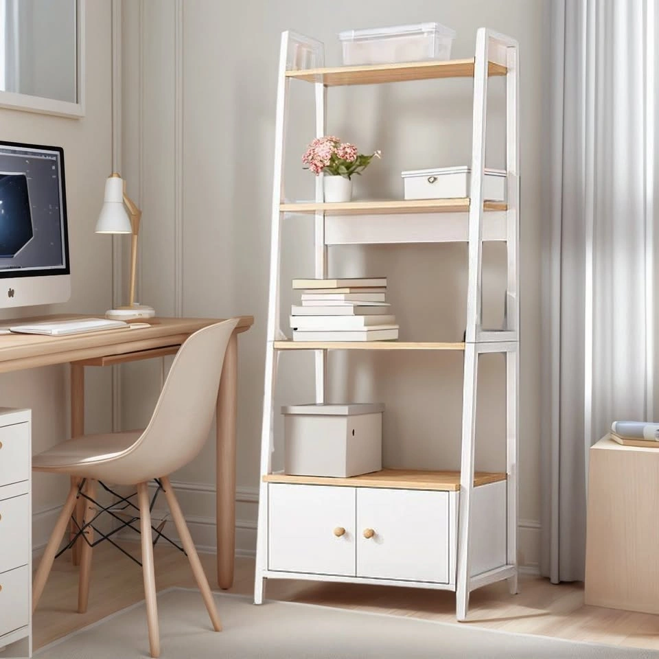 Sleek Contemporary Bookcases - White/Wood - 63x30x150cm - photo 2