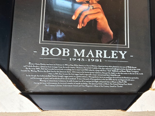 Bob Marley Etched Glass Framed Print - photo 3