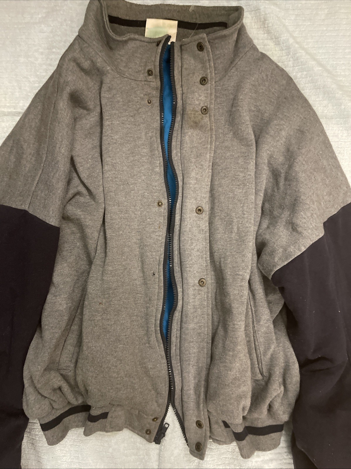 Vintage Men's ClayBrooke Sport Jacket Grey Snap Button Mock Neck