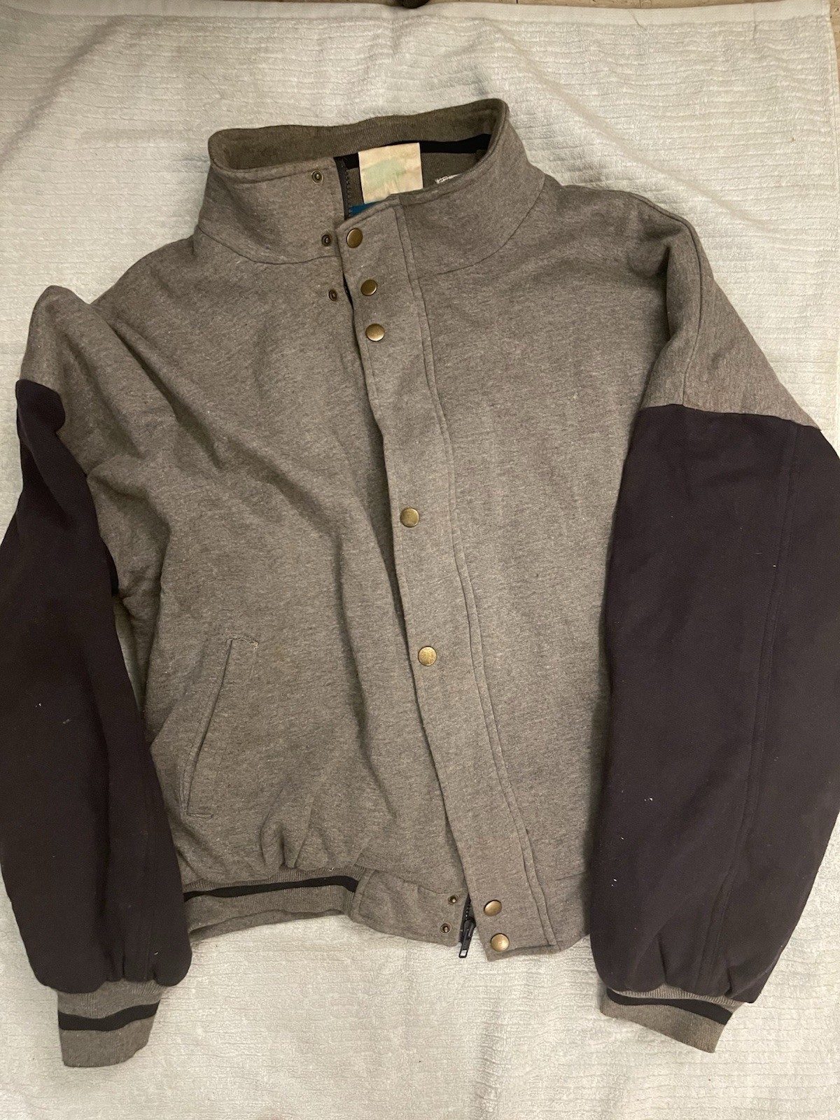 Vintage Men's ClayBrooke Sport Jacket Grey Snap Button Mock Neck - photo 2