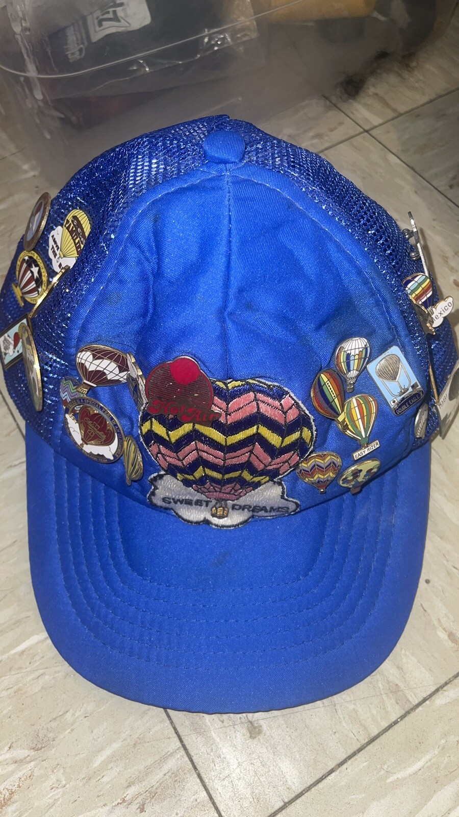 Vintage Trucker Hat w/ Rare Hot Air Balloon Pins
