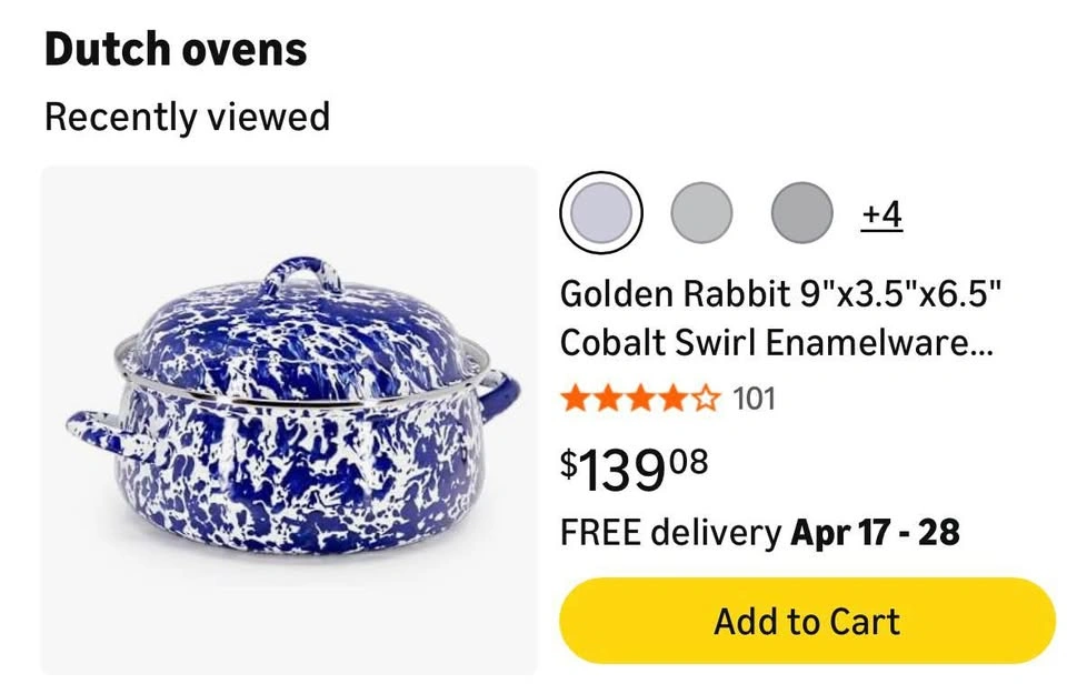 Golden Rabbit Blue and White Enamel Dutch Oven - photo 5