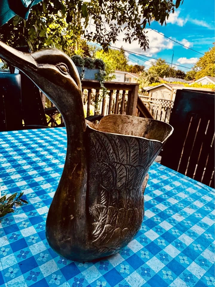 Mid-Century Hollywood Regency Brass Swan Wine Cooler/Planter