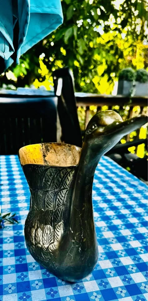 Mid-Century Hollywood Regency Brass Swan Wine Cooler/Planter - photo 4