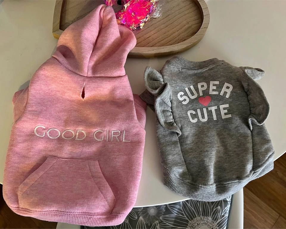 Puppy Pink Hoodie and Grey Crewneck