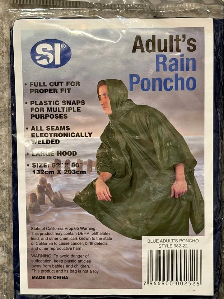 4 Adult Blue Large Ponchos