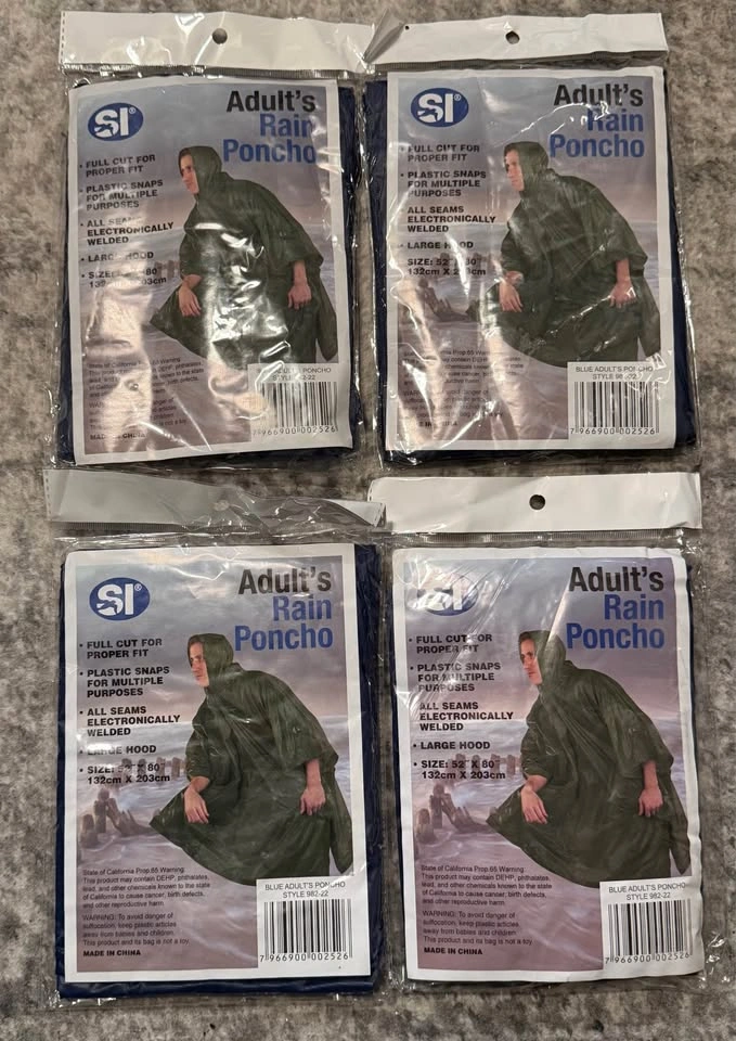 4 Adult Blue Large Ponchos - photo 2