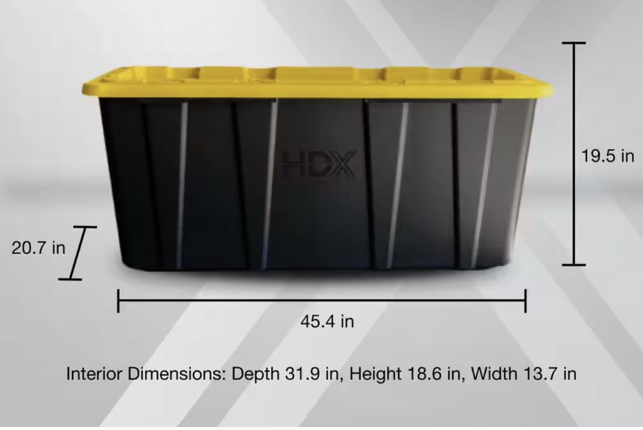HDX 57 Gal. Tough Storage Tote - Black/Yellow Lid - photo 2