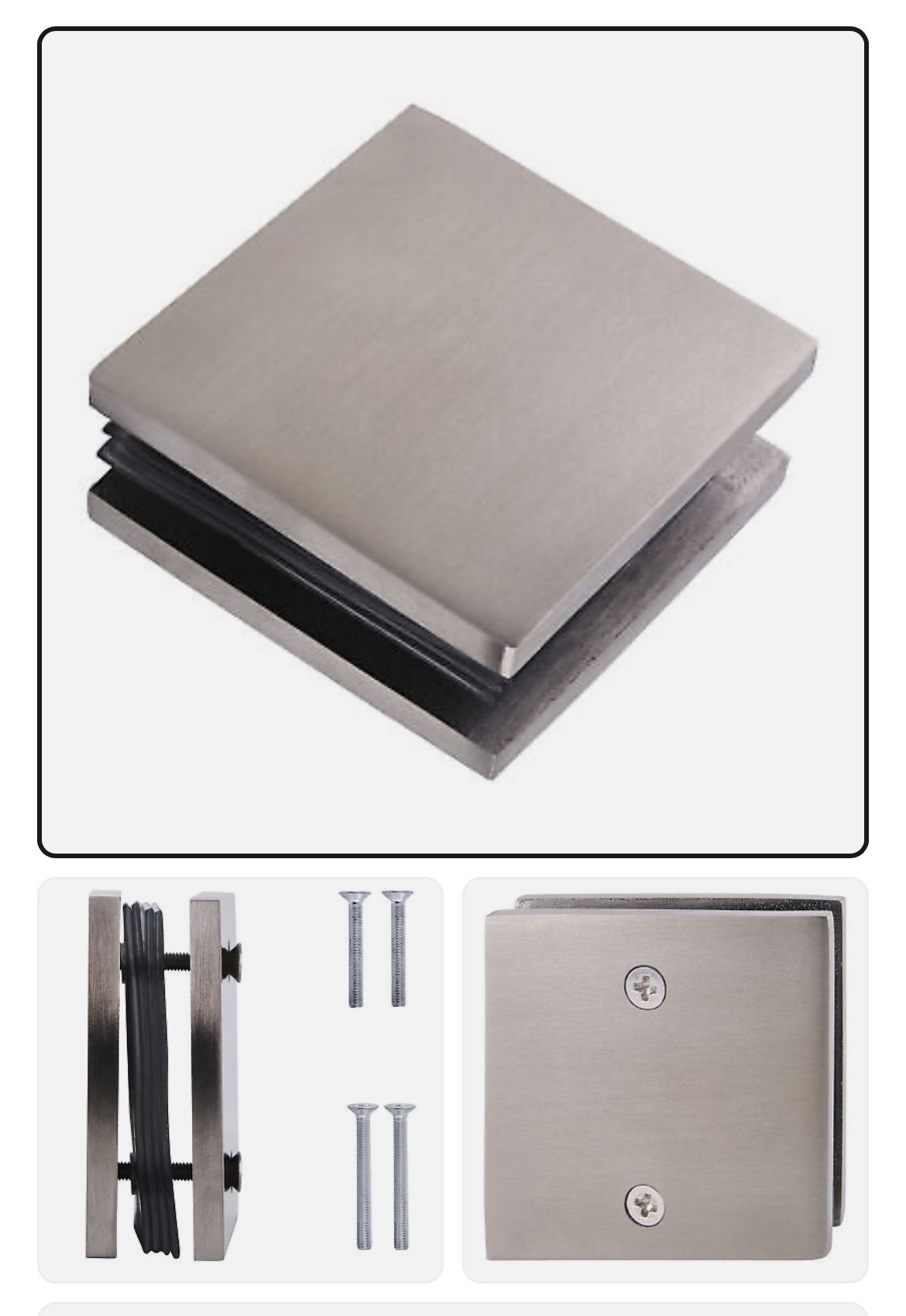 CRL MFC19 Brushed Stainless 2" x 2" Square Mall Front Clamp