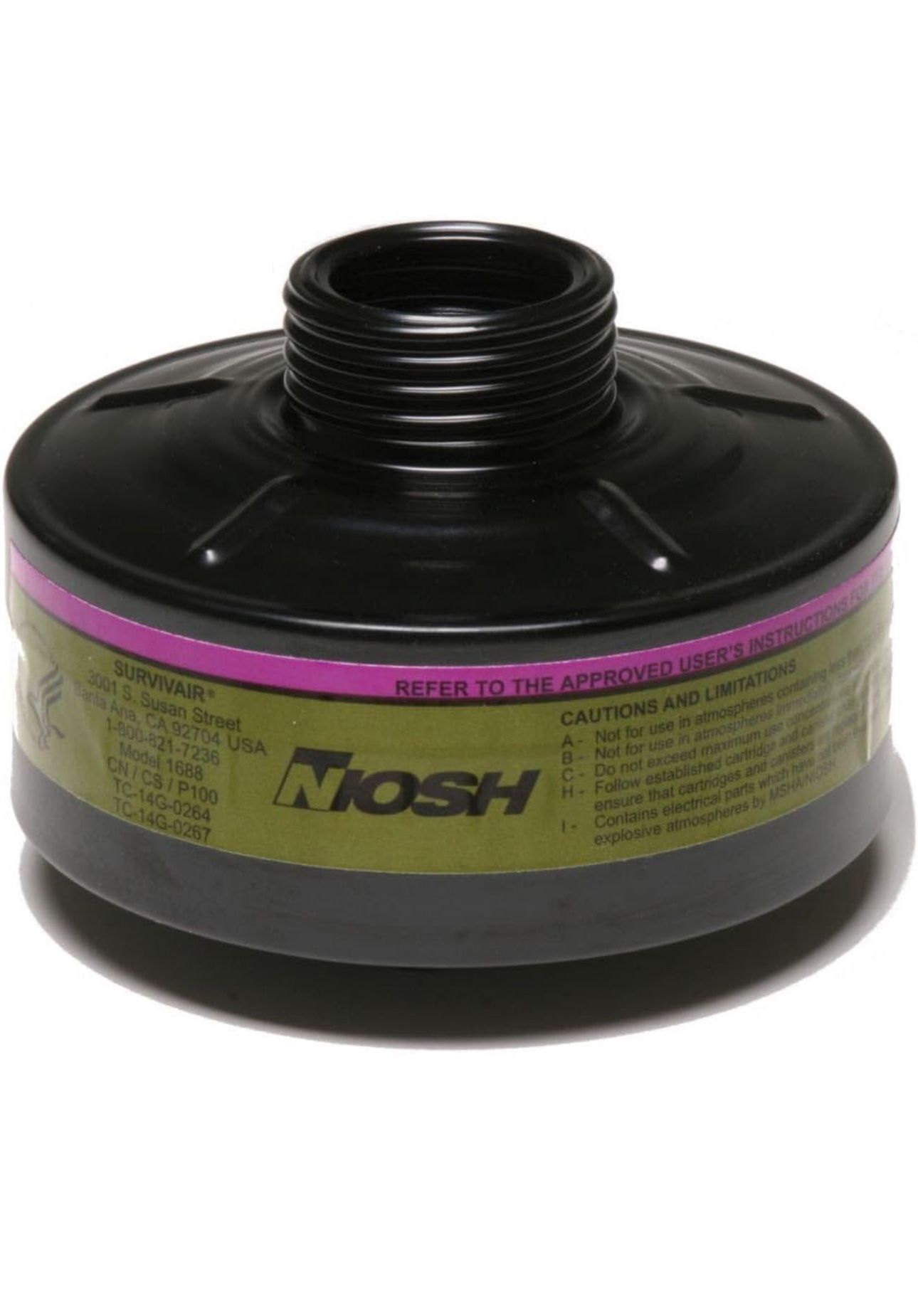 Honeywell Survivair Canister, Tear Gas (CN & CS) and P100