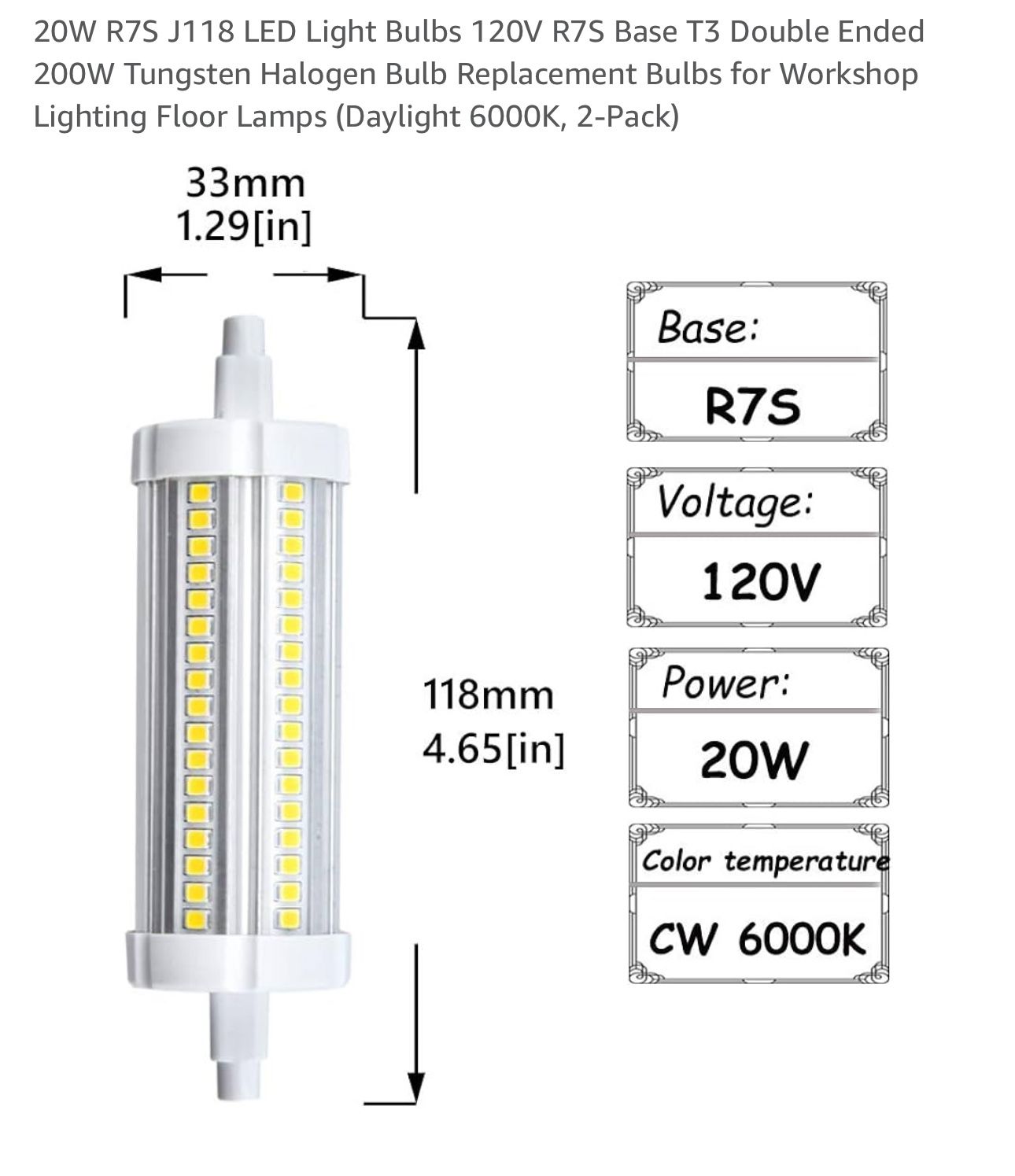 20W R7S J118 LED Bulbs (8 pk)