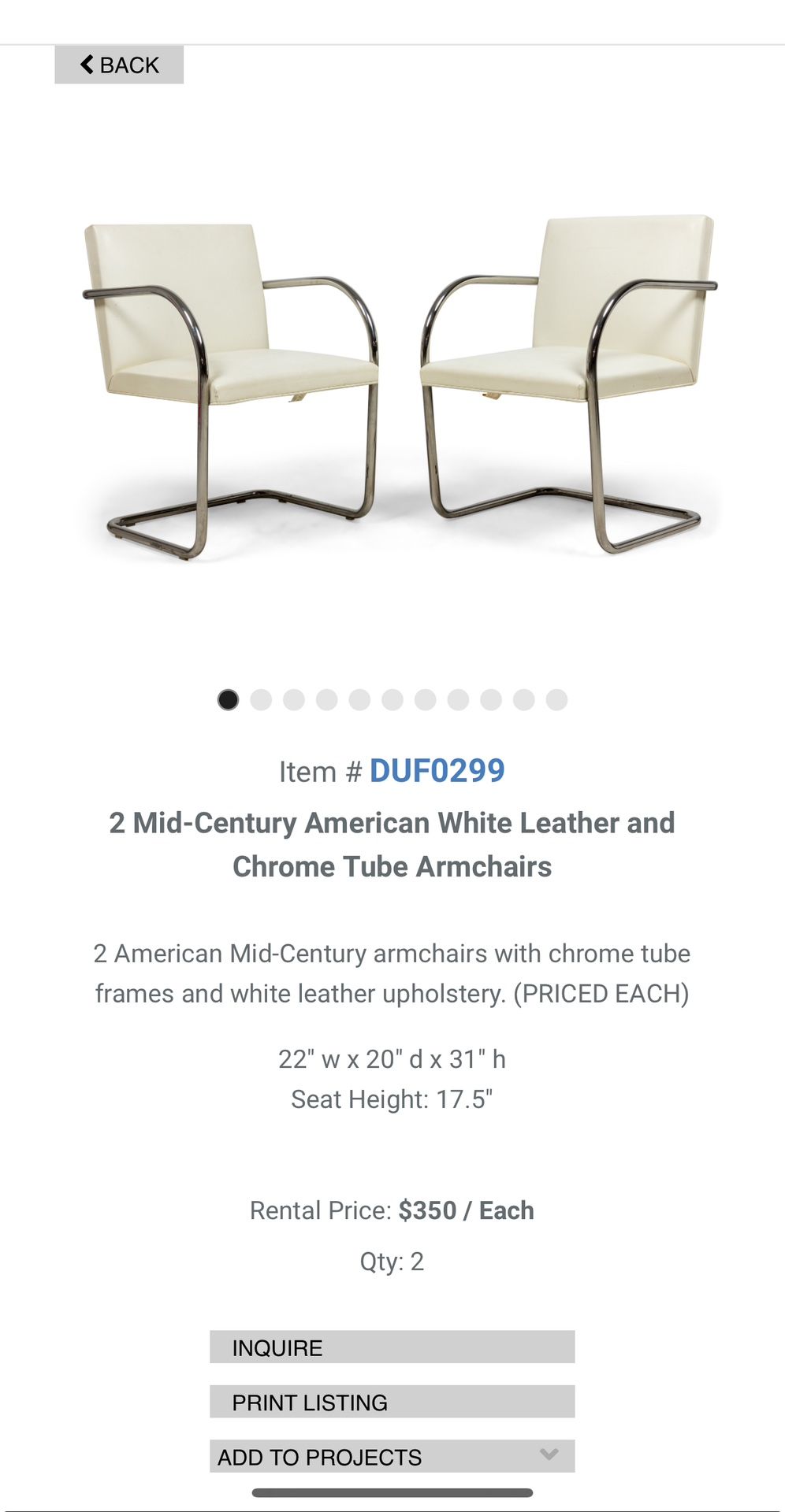 2 Mid-Century American White Leather and Chrome Armchairs - photo 5