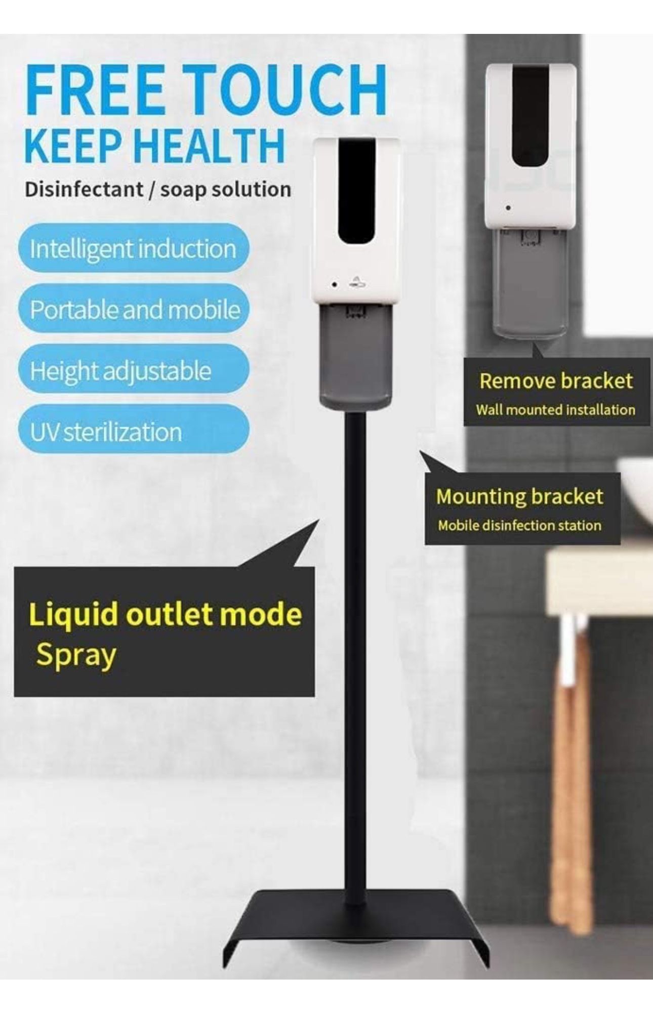 Automatic Touchless Hand Sanitizer Dispenser & Stand - photo 4