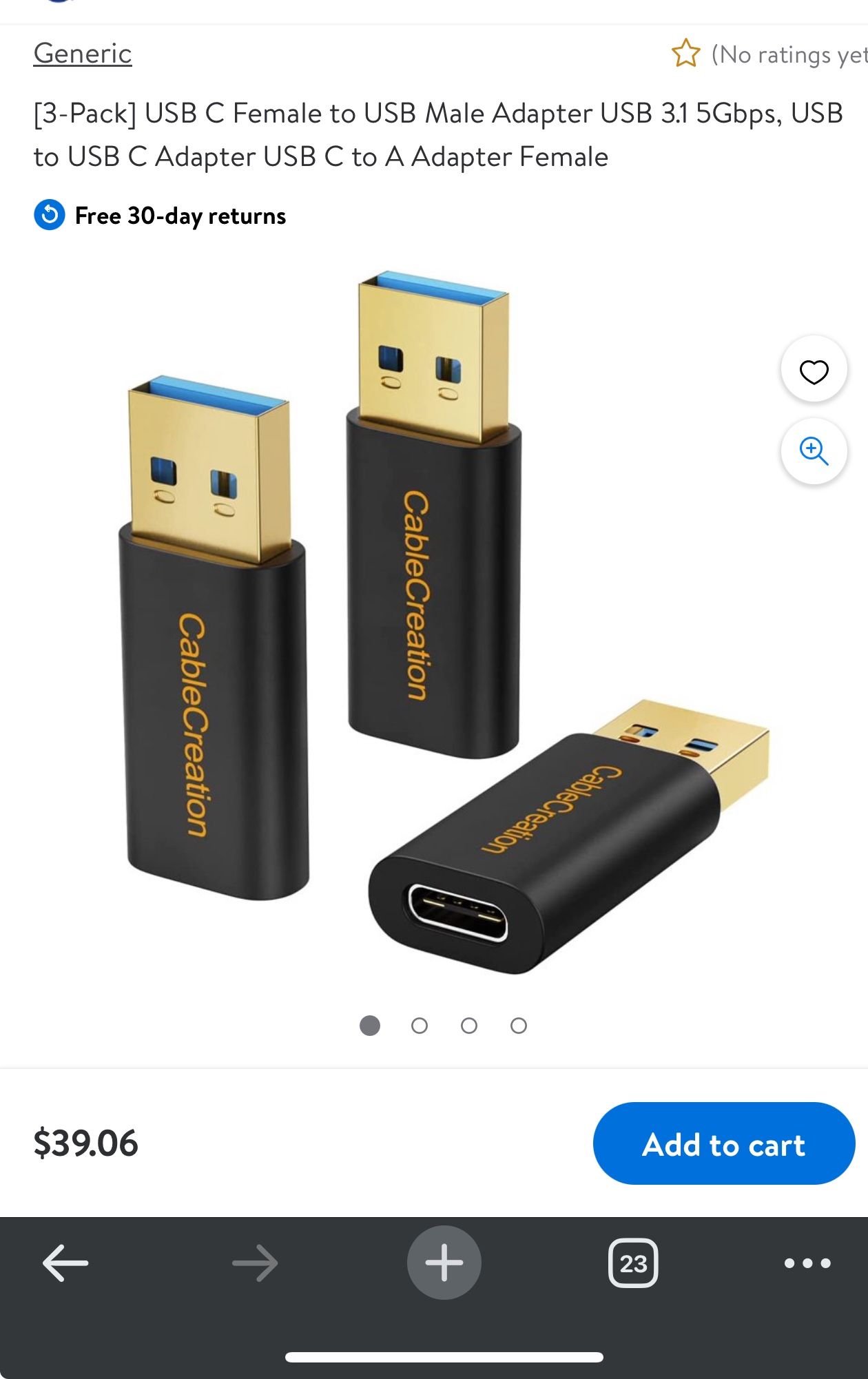 USB C to USB A Adapter (Female to Male, 5Gbps)