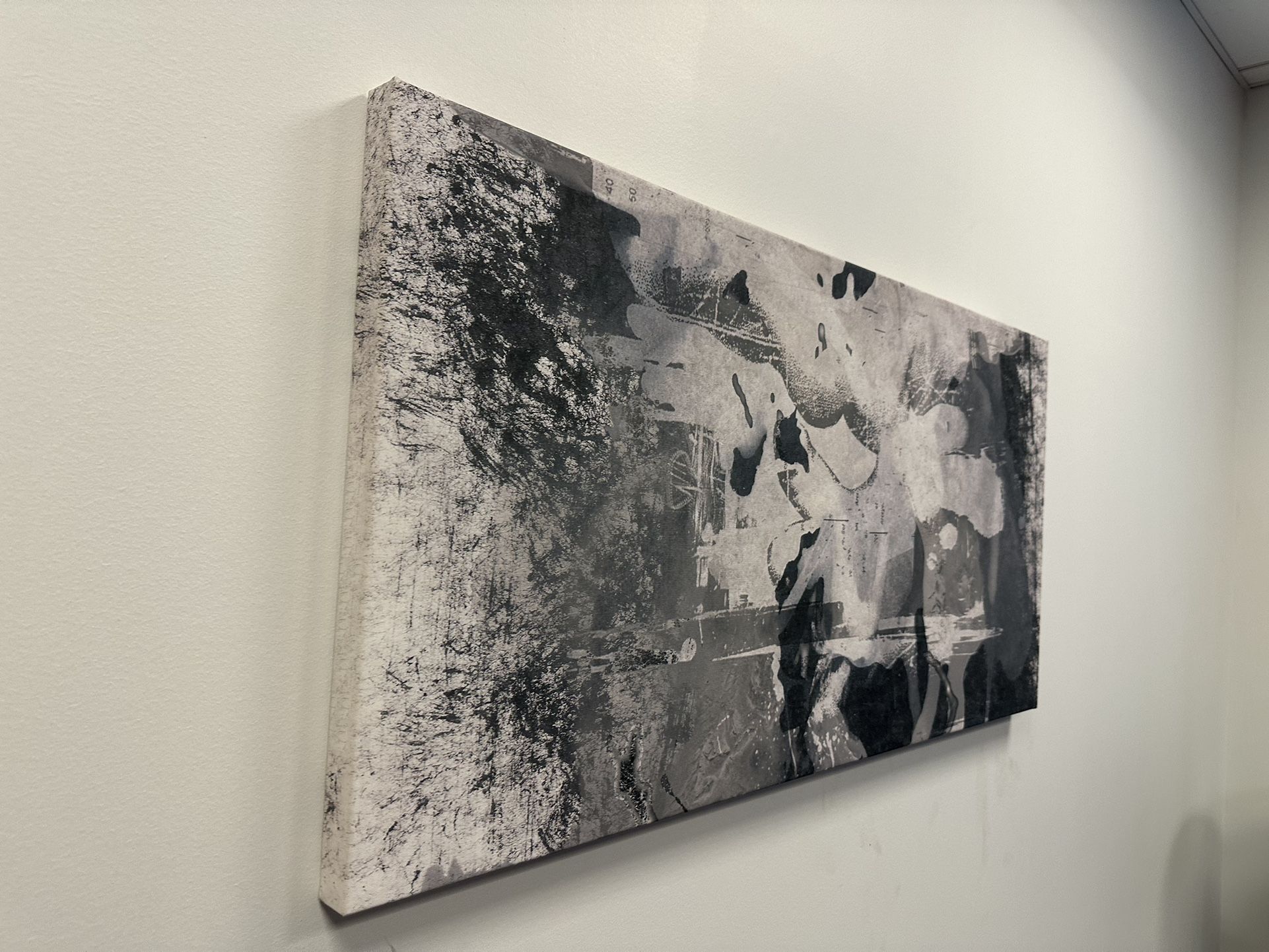 Large Black and White Abstract Painting, White Texture Painting, - photo 3