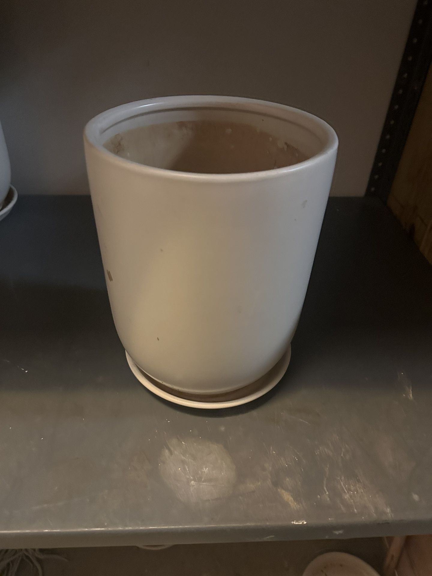 Ceramic Pot with attached Saucer