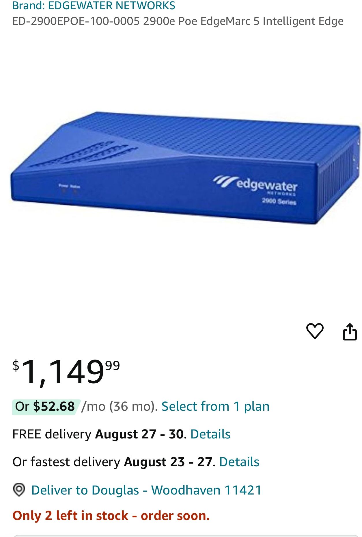 Edgewater Networks 120-2900E-01-A Enterprise Session Border Cont