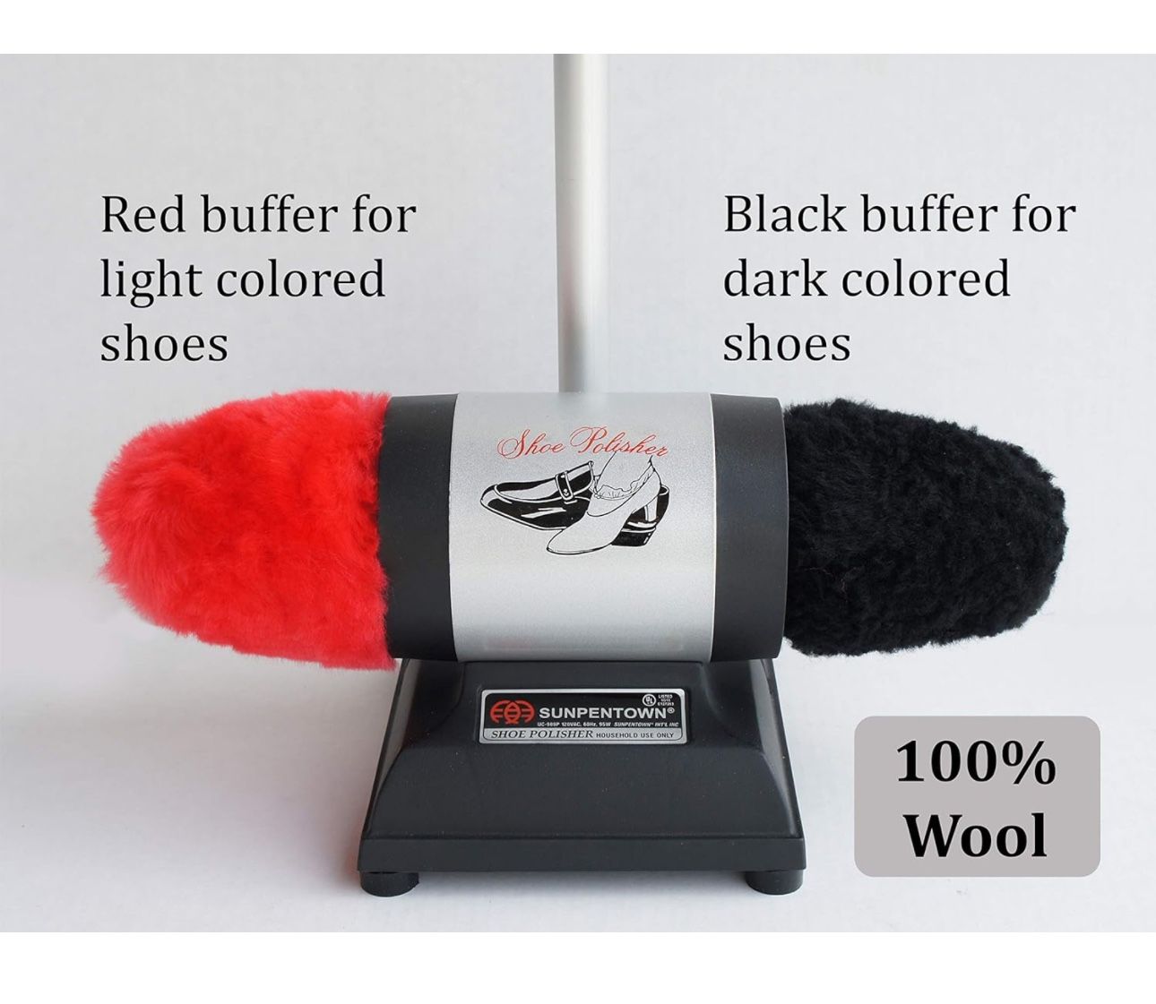 Sunpentown UC-989 Dual-Buffer Shoe Polisher w/Lamb Wool buffers