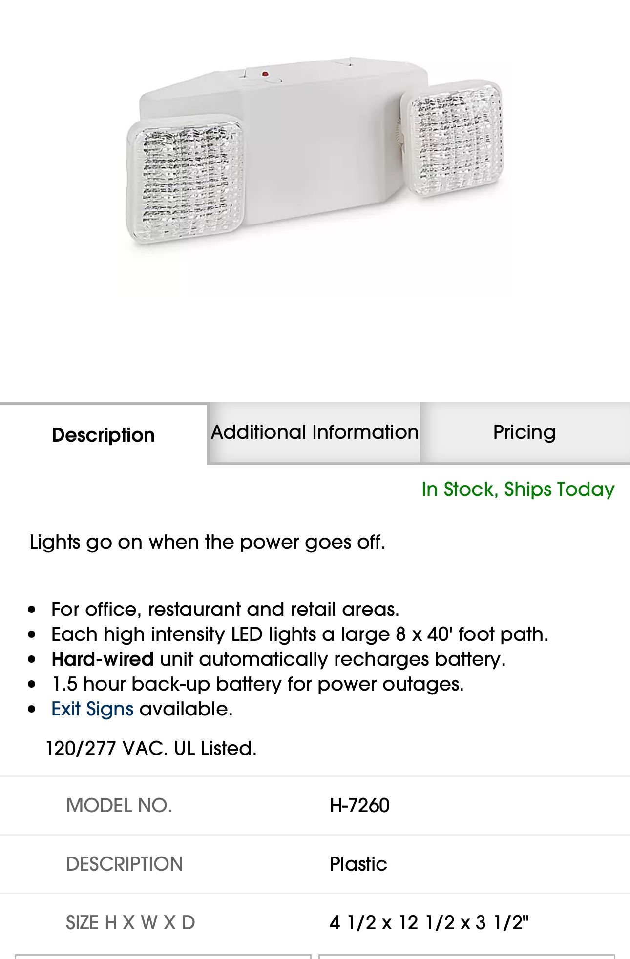 Uline Emergency Lights