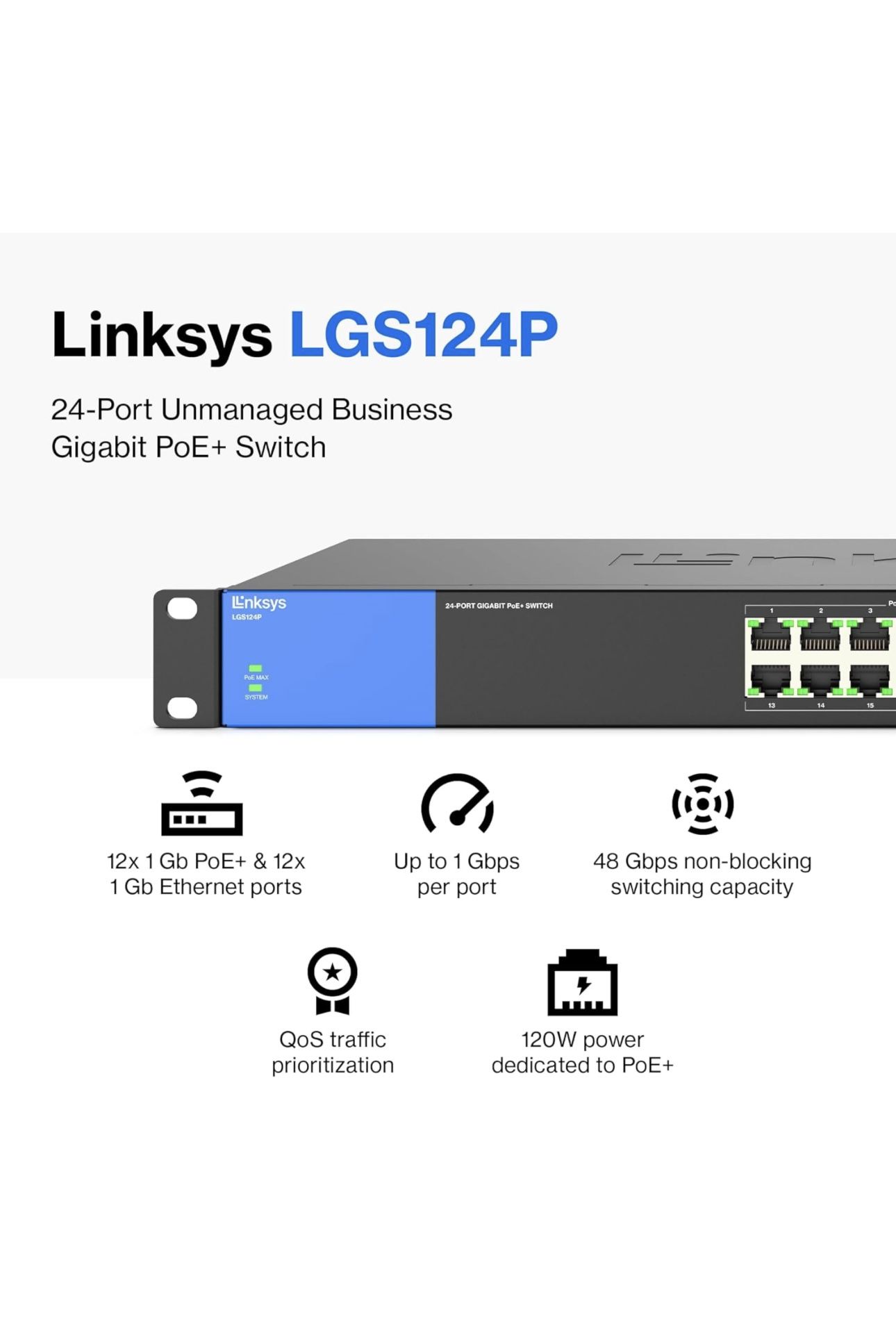 Linksys LGS124P 24-Port PoE+ Network Switch - photo 5